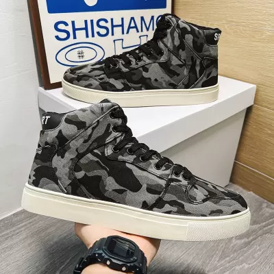 Nouveau transfrontalier grande taille 47 homme toile décontractées hautes tiges planche antidérapantes résistantes style coréen homme · YANYAN China shoe factory