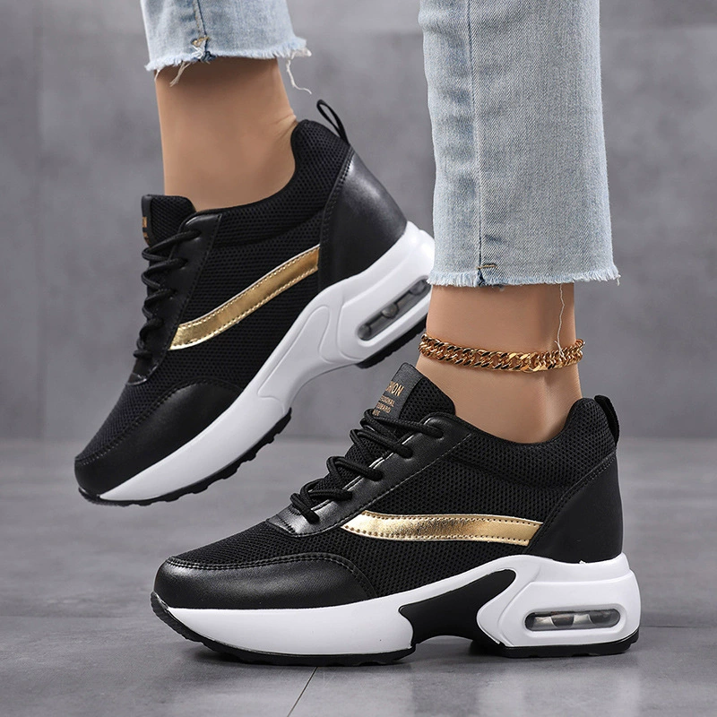 Export Women's Sports Casual Air Cushion Running Shoes Inner Heightening Mesh Casual Heightening Shoes 42 41 Big Size