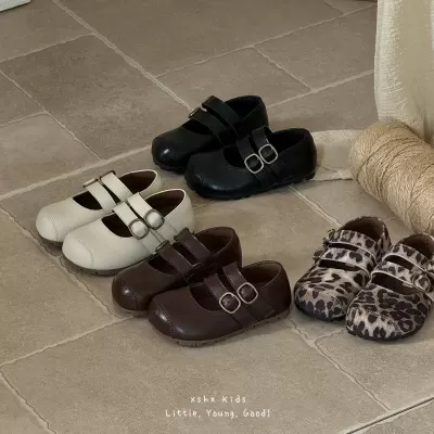 XSHX Simple Leather Shoes for Girls, Round Toe, Vintage Mary Jane, Velcro · YANYAN China shoe factory