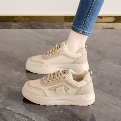 Women's Breathable White Sneakers 2026 Spring Summer, Korean Thick Sole Casual · YANYAN China shoe factory
