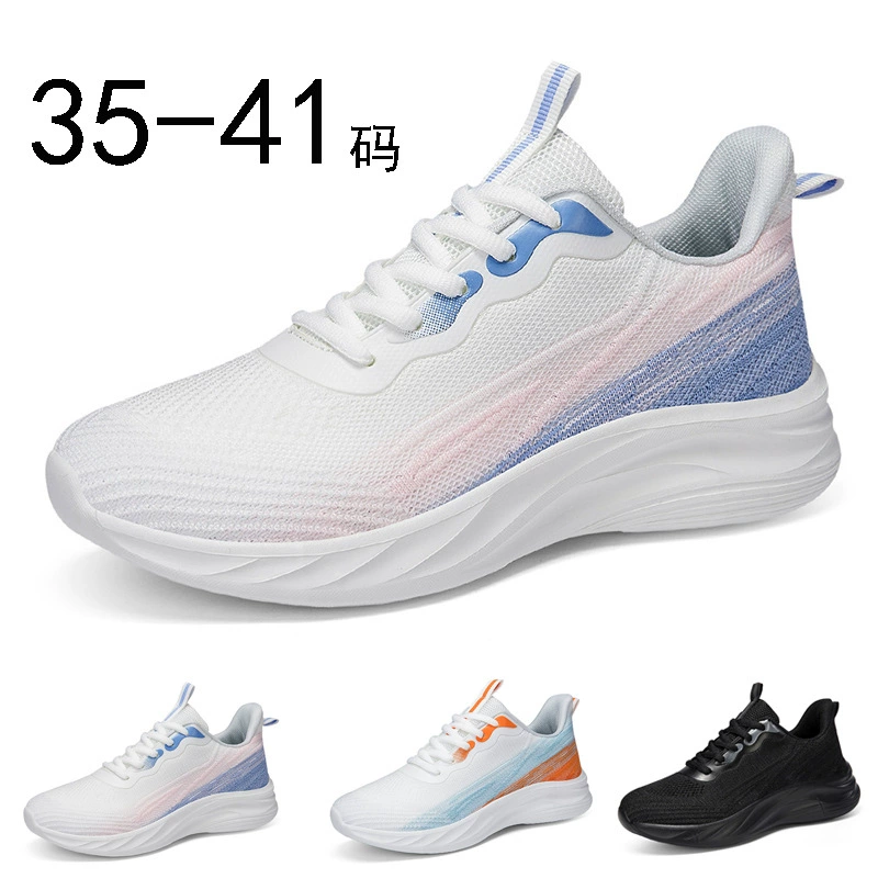 Export Women's Shoes 2026 Spring New Sports Shoes Lightweight Casual Black Knitted Mesh Breathable Casual Soft Sole