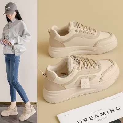 Women's Breathable White Sneakers 2026 Spring Summer, Korean Thick Sole Casual · YANYAN China shoe factory