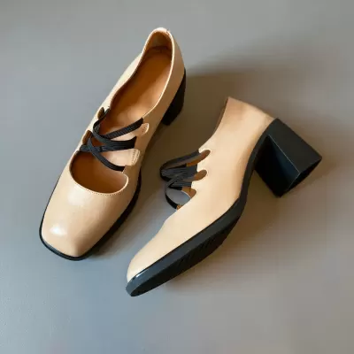ربيع 2026 جديد أحذية ماري جين بنعل صامت كعب عالي نسائية مقدمة مربعة · YANYAN China shoe factory