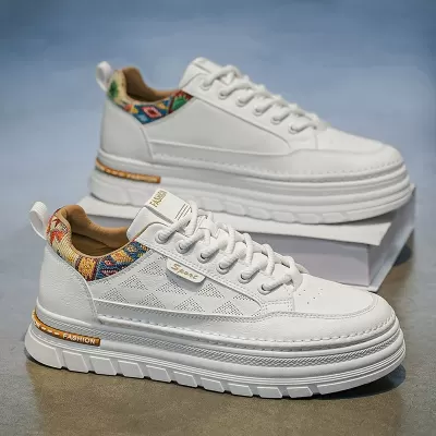 Men's Spring Trendy Original Casual Board Shoes, Thick Platform Height-Increasing White Trendy Shoes · YANYAN China shoe factory