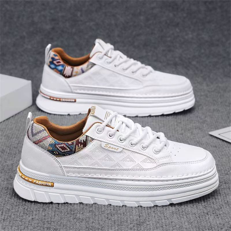 Zapatos de tabla casuales modernos originales de primavera para hombre, plataforma gruesa aumento de altura blancos modernos