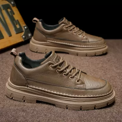 Men's 2026 Winter New Casual Leather Shoes, Martin Boots Low-Top Non-Slip Soft Sole Student Work Boots · YANYAN China shoe factory