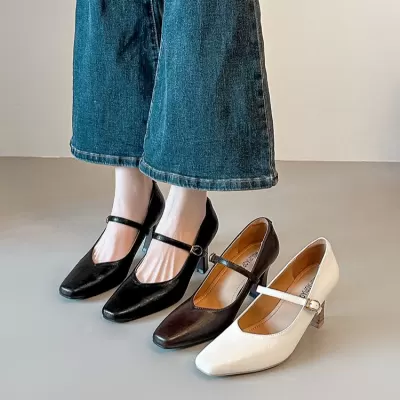 French Retro Mary Jane Heels Women Stiletto 2026 Spring Genuine Leather · YANYAN China shoe factory