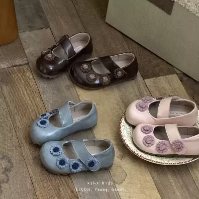 XSHX Vintage Floral Girls Princess Mary Jane Leather Shoes Hook & Loop Anti-Slip · YANYAN China shoe factory