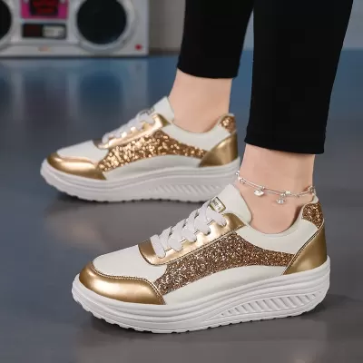 Export Women's Casual Wobble Shoes Heightening Wobble Shoes Square Dance Anti-Slip Casual Sports Dance Shoes Lightweight Women · YANYAN China shoe factory