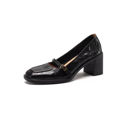 Women's French Retro Square Toe Mary Jane Heels, Chunky Heel Pumps for Early Spring 2026 · YANYAN China shoe factory