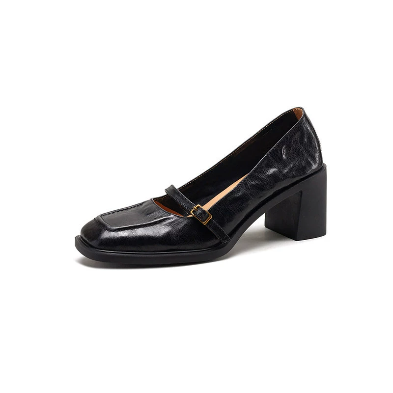 Women's French Retro Square Toe Mary Jane Heels, Chunky Heel Pumps for Early Spring 2026