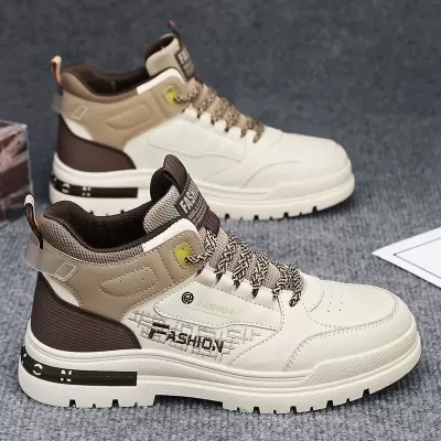 Men's 2024 Martin Boots Thick Sole Heightening Anti-slip Casual High-top Board Shoes