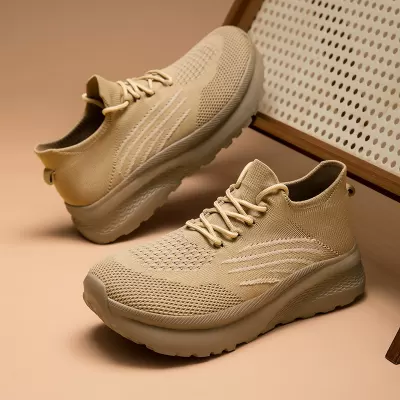 Cross-Border Men's Casual Fly Knit Sock Shoes Slip-On Thick Sole Breathable Outdoor Walking Shoes · YANYAN China shoe factory