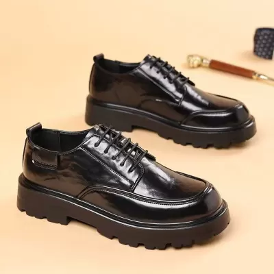 2026 Spring Leather Shoes Round Toe Thick Sole British Style Formal Wedding Shoes · YANYAN China shoe factory