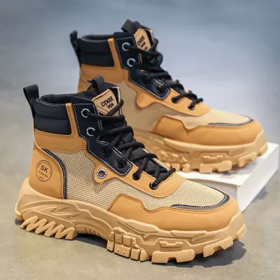 2026 Spring Men's Martin Boots Thick Sole Height Increasing Casual Hiking Boots
