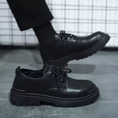 Spring Martin Boots Men's Black Leather Shoes British Style Business Casual