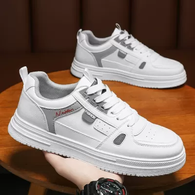 Spring Men's Breathable White Sneakers Thick Sole Casual Board Shoes Trendy · YANYAN China shoe factory