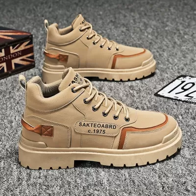 2026 Spring Men's Martin Boots Retro British Style Work Boots Thick Sole Snow Boots