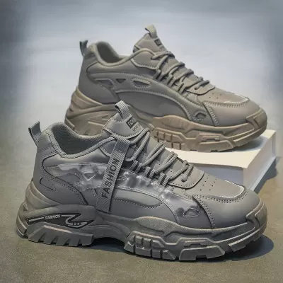 Genuine 2026 Spring Student Breathable Dad Shoes Casual Leather Work Low-top Shoes