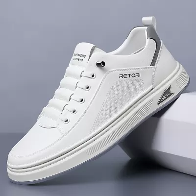 2026 Spring Breathable Casual Men's Leather Slip-on Board Shoes Retro White Sneakers · YANYAN China shoe factory