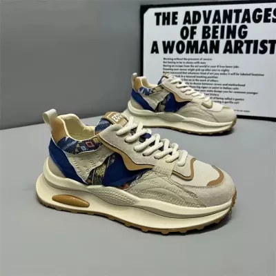 2026 Spring Men's Trendy Casual Running Shoes Fashion Thick Sole Color Block Dad Shoes