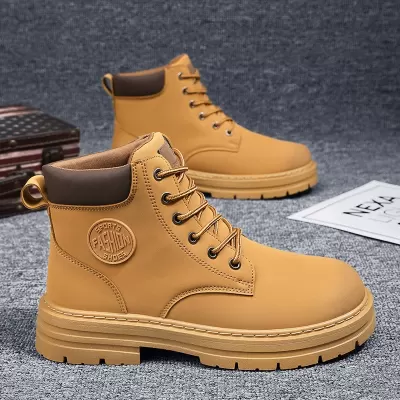 Men's Martin Boots Spring High Top Work Boots British Style Short Boots Thick Sole Fashion Shoes