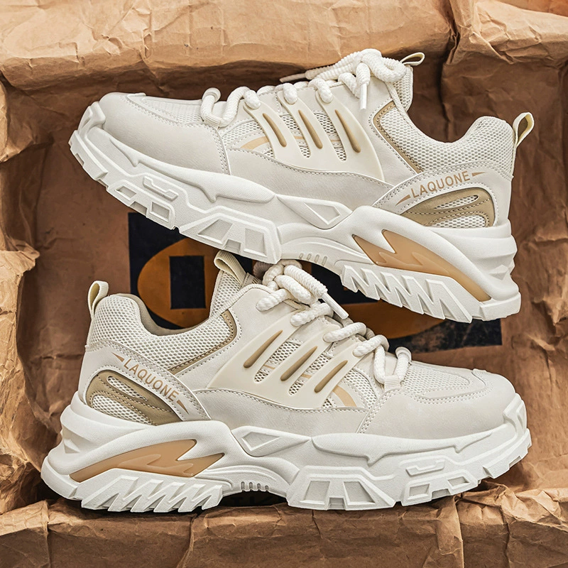 Chaussures homme printemps jeunesse tendance mesh respirantes dad shoes compensées semelle épaisse running décontractées sport