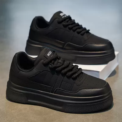 Men's 2026 Spring Fashion Low-top Casual Board Shoes Thick Sole Heightening Leather White · YANYAN China shoe factory