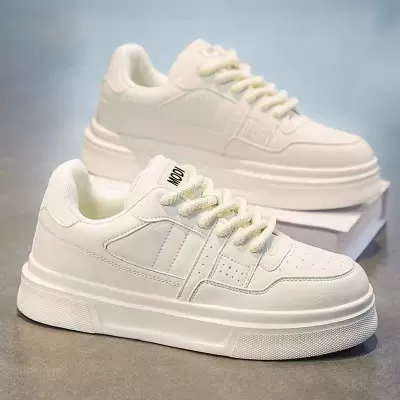 Men's 2026 Spring Fashion Low-top Casual Board Shoes Thick Sole Heightening Leather White · YANYAN China shoe factory