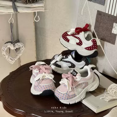 XSHX Retro Functional Girls Polka Dot Sports Shoes Breathable Mesh Inner Hook & Loop · YANYAN China shoe factory