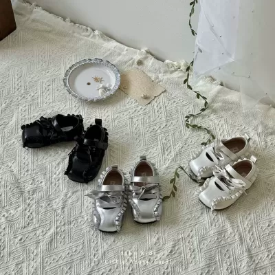XSHX Ballet French Wrap Princess Shoes Academy Evening Silver Black White Hook & Loop Ballet