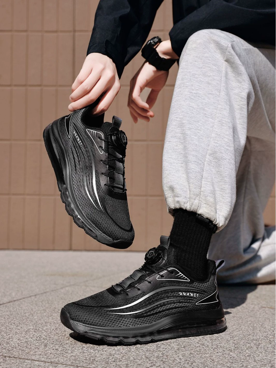 2026 New Casual Full Palm Air Cushion Running Shoes Men 45 46 47 48 Breathable Mesh Sports