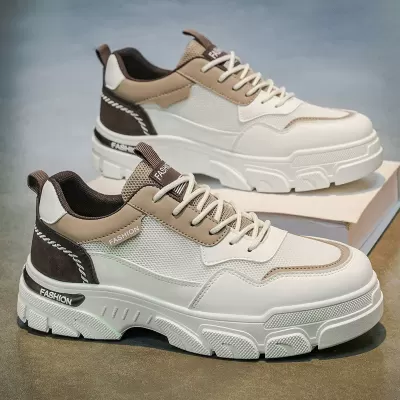 Men's Work Board Shoes 2026 Spring Mesh Breathable Casual Shoes Thick Sole Martin Boots · YANYAN China shoe factory