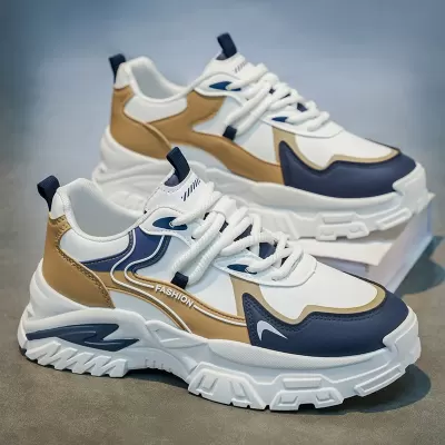 Men's Shoes 2026 Spring New Trendy Color Block Thick Sole Dad Shoes European Style High-End Casual Sports · YANYAN China shoe factory