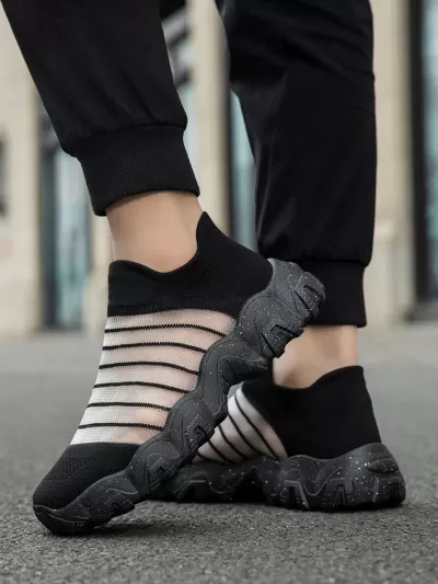 Cross-Border Fly Knit Sports Shoes Slip-On Lazy Fashion Comfortable Casual Beach Wading Breathable Swimming
