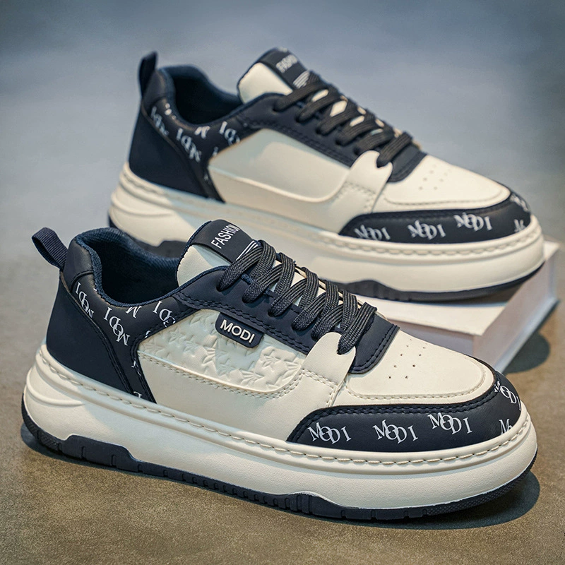 Chaussures de skate décontractées respirantes à semelle épaisse blanches pour hommes, printemps 2026, pour étudiants