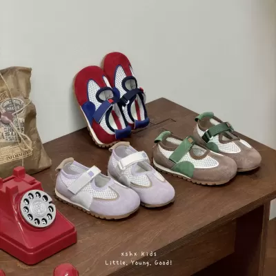 XSHX Retro Bauhaus Kids Soft Sole Hook & Loop Breathable Mesh Functional Sports Shoes · YANYAN China shoe factory