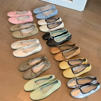 Women's French Bow Ballet Flats, Low Heel Mary Jane Pumps for Spring 2026