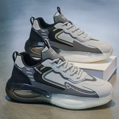 Men's 2026 Spring Air Cushion Leather Running Shoes Black Waterproof Casual · YANYAN China shoe factory