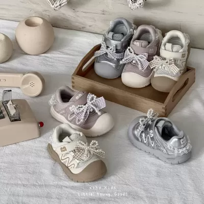 XSHX Korean Kids Shoes Girls Sweet Bow Toe Protective Functional Spring Summer Mesh Hook & Loop · YANYAN China shoe factory
