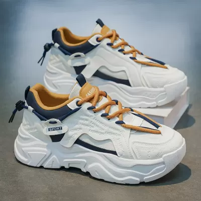 Men's Summer Breathable Casual Running Shoes Thick Sole White Dad Sneakers · YANYAN China shoe factory