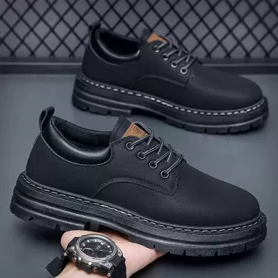 New Wear-Resistant Low Top Short Boots Spring Summer Men's Retro British Martin Boots Trendy Thick Sole Casual