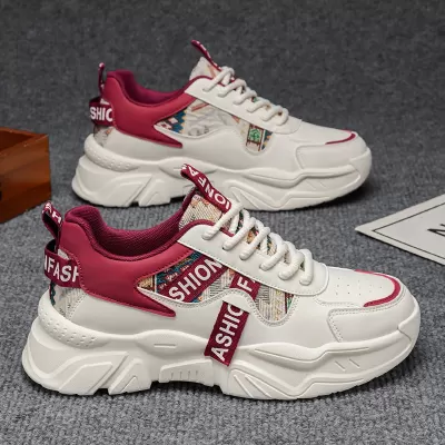 Thick Sole Men's Shoes 2026 New Spring Embroidery Print Agate Sports Shoes Casual Running Anti-Slip Dad Shoes · YANYAN China shoe factory