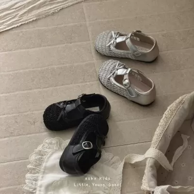 XSHX Girls Woven Leather Mary Jane Shoes Breathable Anti-Slip Rubber Sole · YANYAN China shoe factory