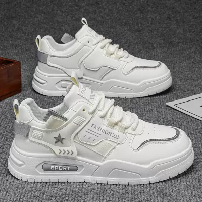 Men's 2026 Spring White Casual Skate Shoes Thick Sole Fashion for Students · YANYAN China shoe factory