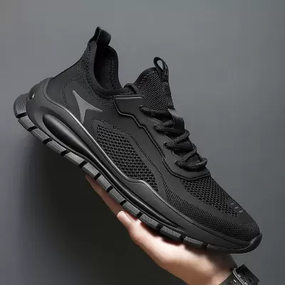 Men's 2024 Summer Breathable Mesh Casual Work Shoes Black Safety Sneakers