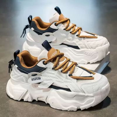 Men's Summer Breathable Casual Running Shoes Thick Sole White Dad Sneakers · YANYAN China shoe factory