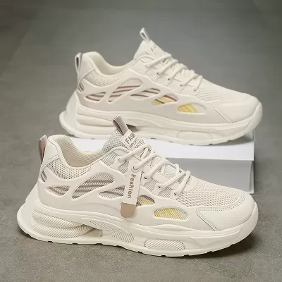 Summer Men's Breathable Mesh Sports Shoes Trendy Thick Sole Casual Running Dad Shoes · YANYAN China shoe factory
