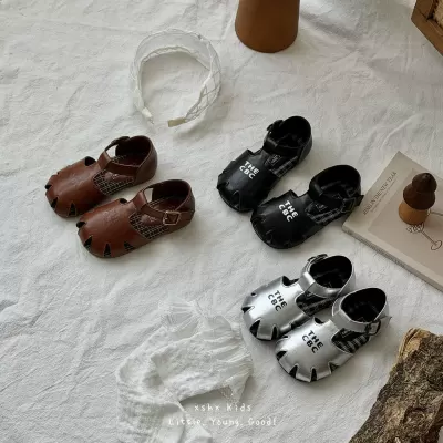 XSHX Kids Roman Style Leather Sandals Breathable Rubber Sole for Spring Summer · YANYAN China shoe factory