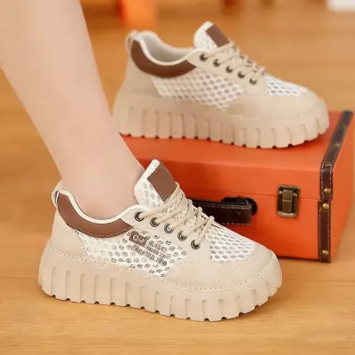 Women's Mesh White Sneakers Summer, Korean Ins Student Height Increase Casual · YANYAN China shoe factory